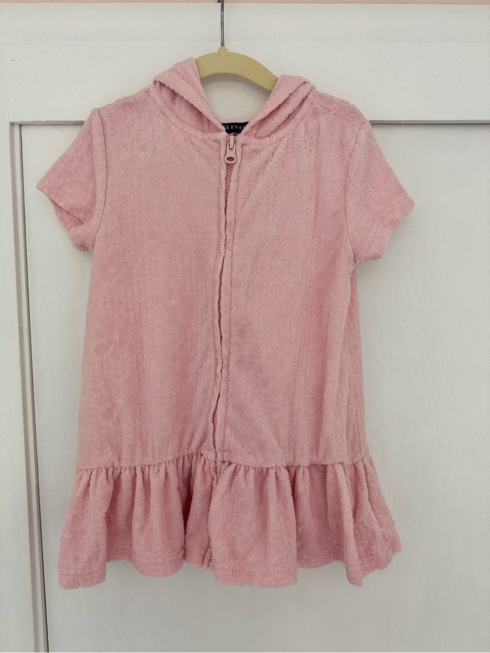 Andy & Evan Pink Terry Cloth Hooded Short-Sleeve Zip Dress